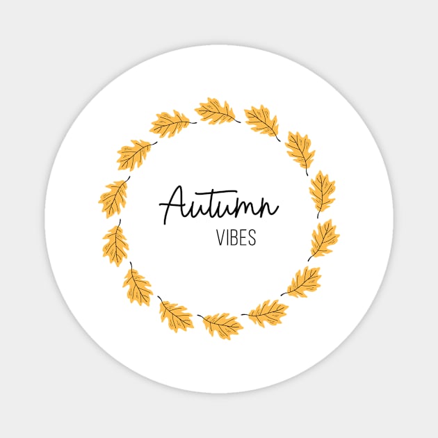 Vector fall wreath with yellow oak leaves Magnet by DanielK